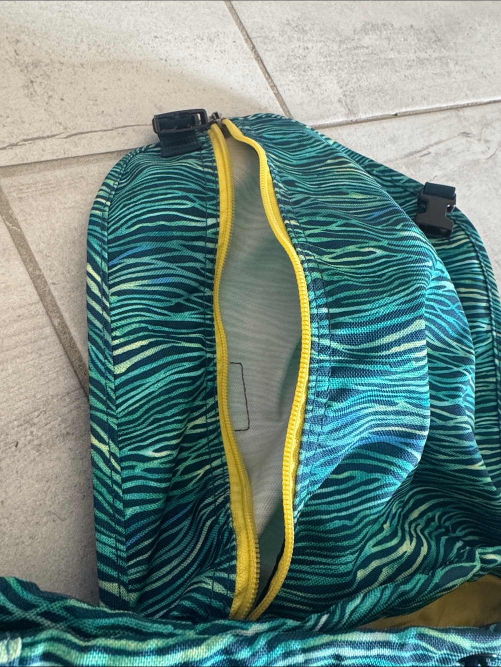 Patagonia Teal and Aqua Wave-Print Roll-Top Backpack - Picture 4 of 5